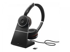 Jabra Evolve 75 SE Schnurloses Stereo-Headset - Bluetooth-Headset mit Mikrofon mit ANC und Ladestation - Für Google Meet & Zoom Zertifiziert sowie für alle gängige Plattformen - Schwarz