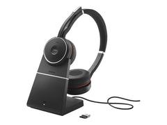 Jabra Evolve 75 SE Schnurloses Stereo-Headset - Bluetooth-Headset mit Mikrofon mit ANC und Ladestation - Für Google Meet & Zoom Zertifiziert sowie für alle gängige Plattformen - Schwarz