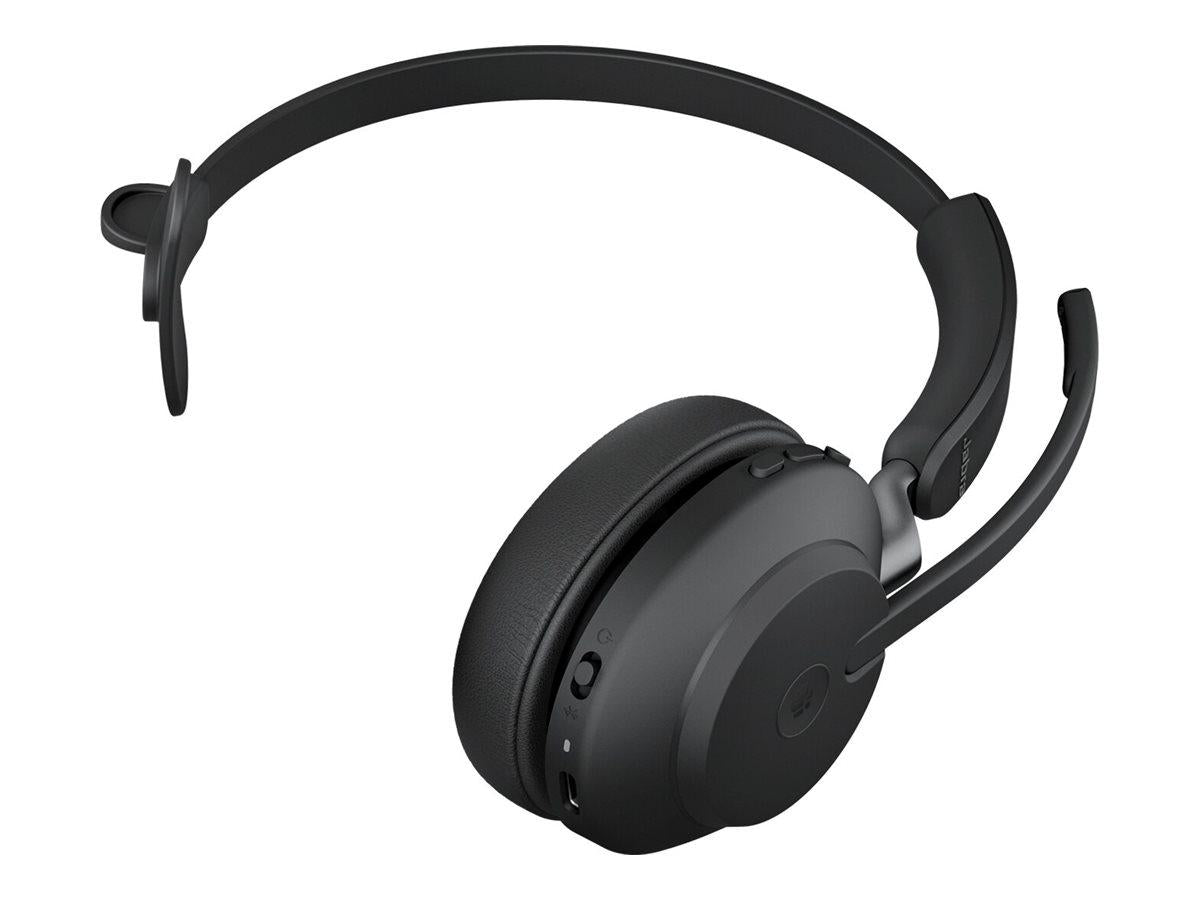 Jabra Evolve2 65 Wireless PC Headset – Noise Cancelling Microsoft Teams Certified Mono Headphones With Long-Lasting Battery – USB-A Bluetooth Adapter – Black