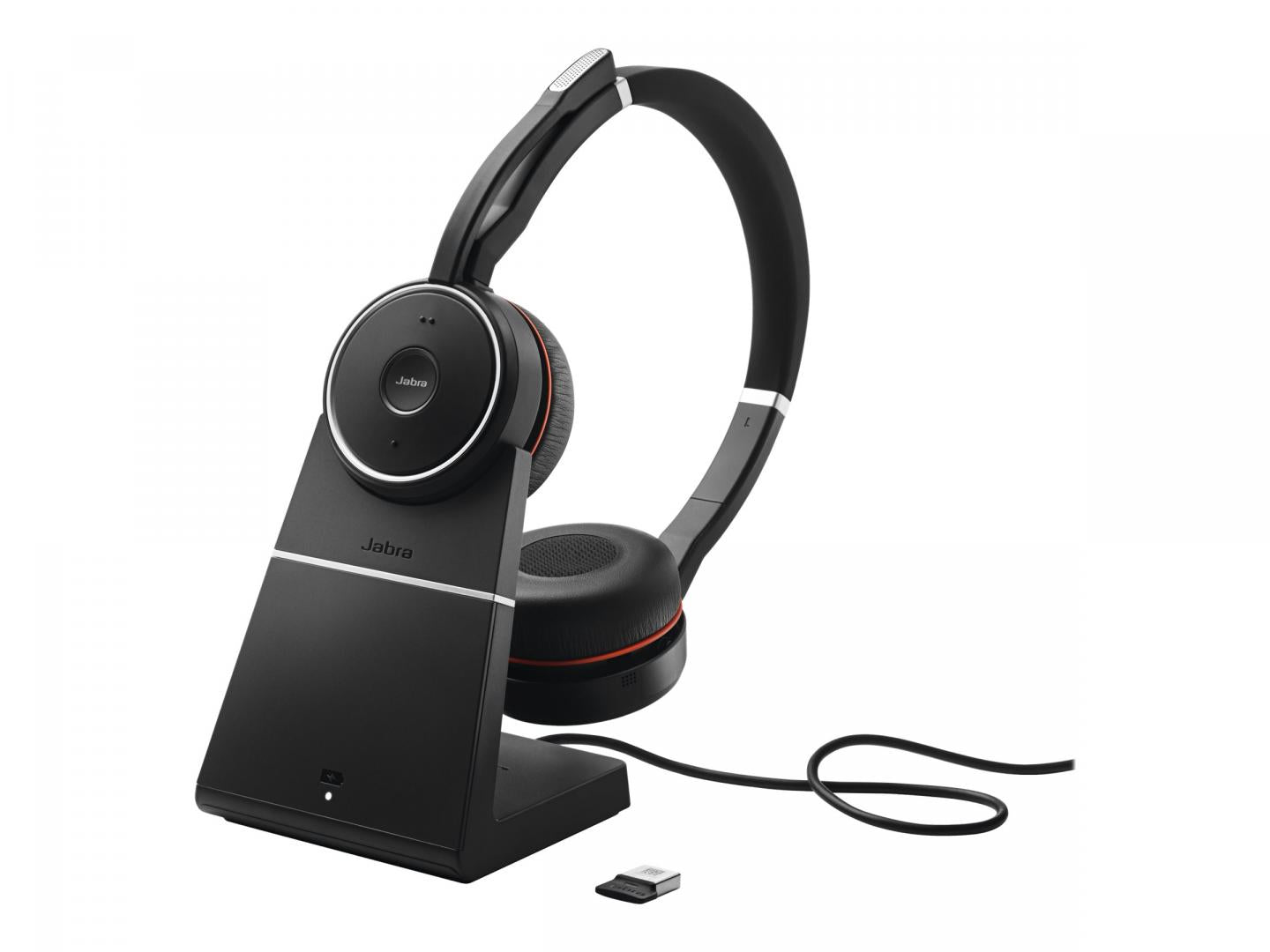 Jabra Evolve 75 SE Schnurloses Stereo-Headset - Bluetooth-Headset mit Mikrofon mit ANC und Ladestation - Für Google Meet & Zoom Zertifiziert sowie für alle gängige Plattformen - Schwarz