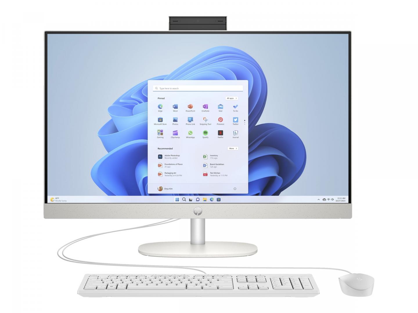 HP 27-cr0009ng - AIO All-in-One (Komplettlösung) - Core i5 1335U / 1.3 GHz - RAM 16 GB - SSD 512 GB - NVMe - Intel Iris Xe Grafikkarte - 1GbE, Wi-Fi 6, Bluetooth 5.3 - WLAN: 802.11a/b/g/n/ac/ax, Bluetooth 5.3 - Win 11 Home - Monitor: LED 68.6 cm (27")
