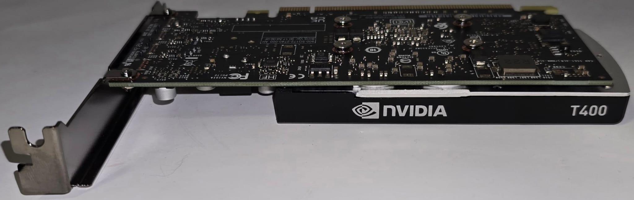 PNY nVidia GeForce T400 Grafikkarte NVIDIA T400  384 Shader Einheiten  1.425 MHz  GDDR6  64 Bit  10 Gbit/s Speichertakt  aktiv Kühlung  DirectX 12.1  OpenGL 4.6  7680 x 4320