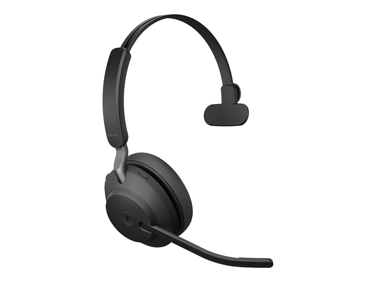Jabra Evolve2 65 Wireless PC Headset – Noise Cancelling Microsoft Teams Certified Mono Headphones With Long-Lasting Battery – USB-A Bluetooth Adapter – Black